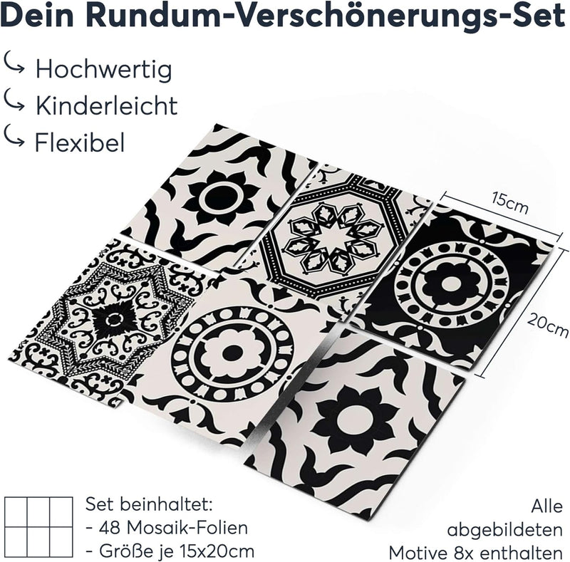 CREATISTO Mosaik Klebefliesen Stickerfliesen Fliesenfolie - Aufkleber Folie für Fliesen I Stickerfli