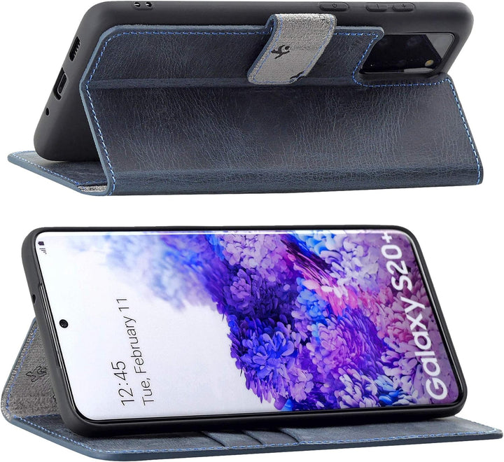 Suncase Book-Style Hülle kompatibel mit Samsung Galaxy S20 Plus Leder Tasche (Slim-Fit) Lederhülle H