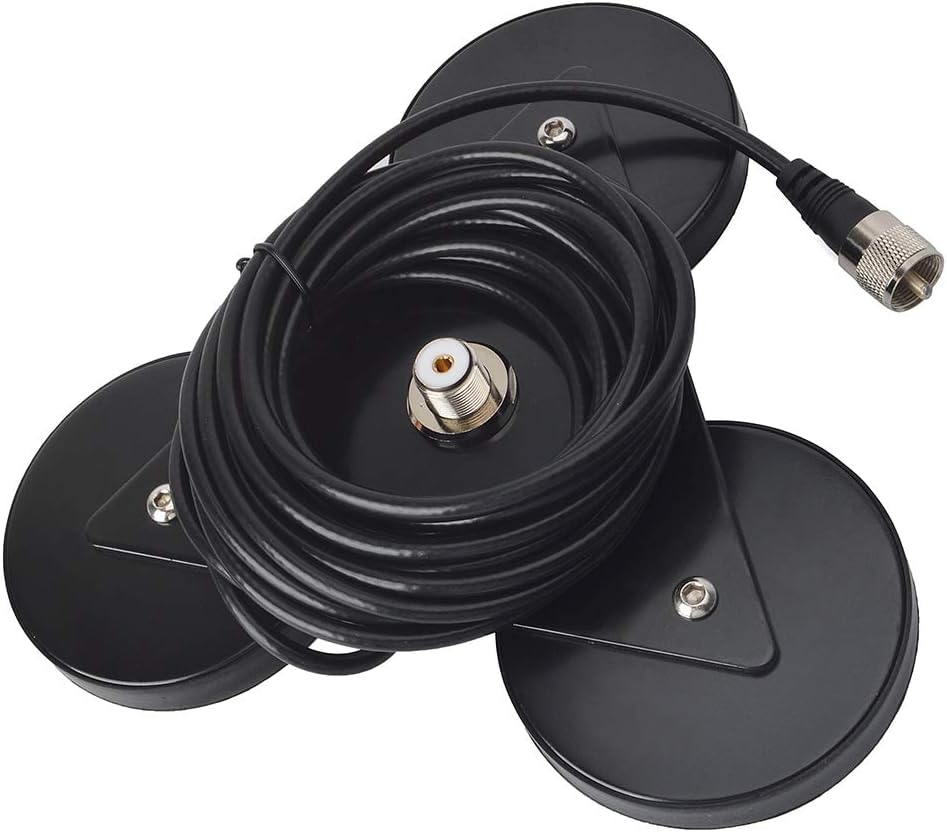 HYS CB-Antennen-Magnethalterung Magnetbasis 5 m RG58-Kabel, PL259-Stecker im Lieferumfang enthalten