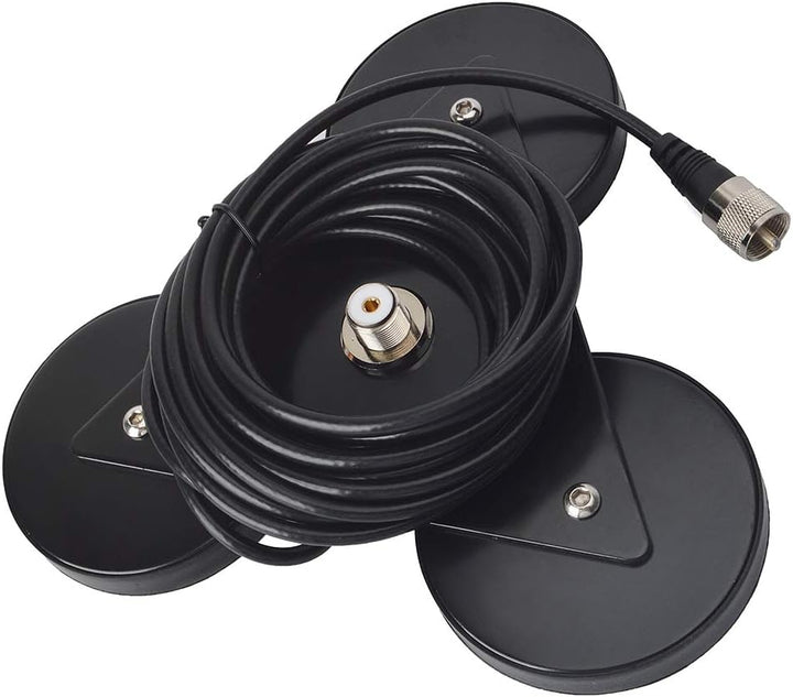 HYS CB-Antennen-Magnethalterung Magnetbasis 5 m RG58-Kabel, PL259-Stecker im Lieferumfang enthalten