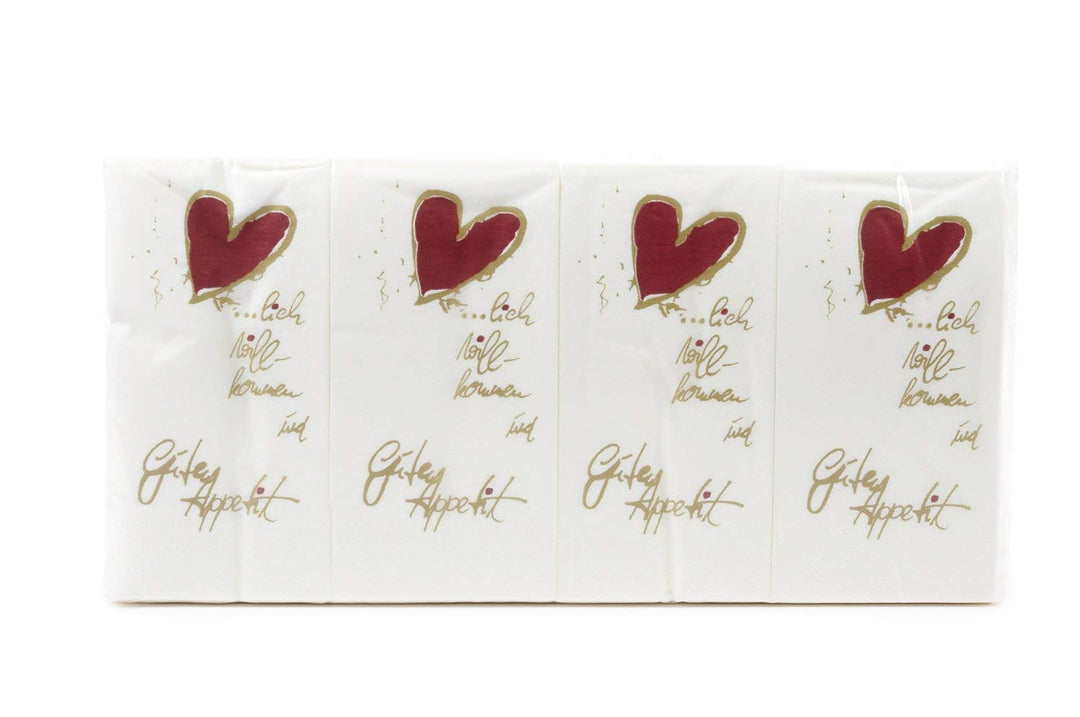 Funny Motivservietten, 2 lagig, Herzlich Willkommen / Guten Appetit 33 x 33 cm 1/8 Falz, 8er Pack (8