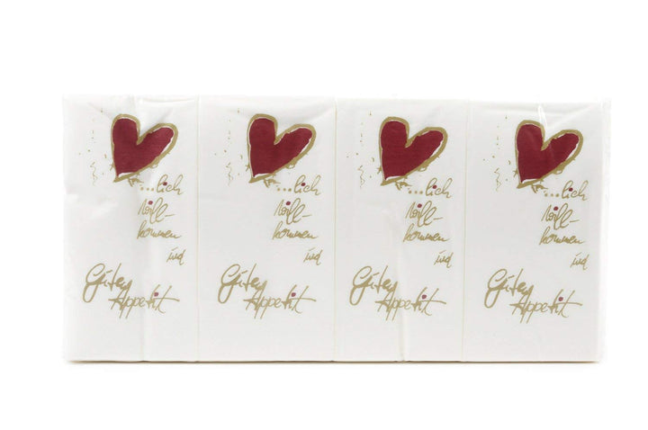 Funny Motivservietten, 2 lagig, Herzlich Willkommen / Guten Appetit 33 x 33 cm 1/8 Falz, 8er Pack (8
