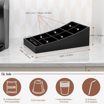 ANBOXIT Kaffee Organizer, Holz Kaffeestation Zubehör Organizer für kaffeeecke, Kaffee Gewürz Tablett