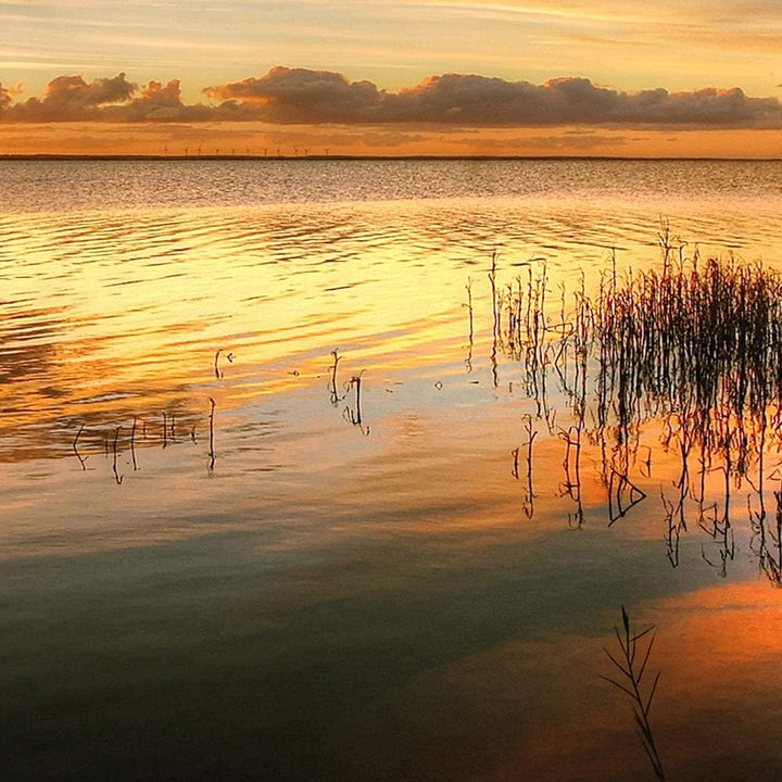 Feeby Wandbild Natur 200x100 cm Deco Panel 5 Teilig XXL Kunstdruck See Himmel orange Deco Panel XXL