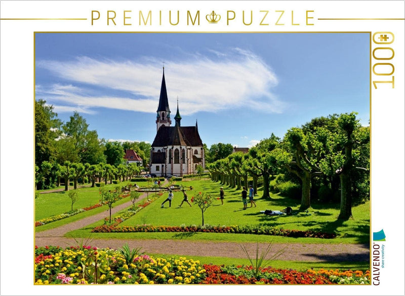 CALVENDO Puzzle Stadtgarten mit Kirche St. Bonifatius 1000 Teile Lege-Grösse 64 x 48 cm Foto-Puzzle