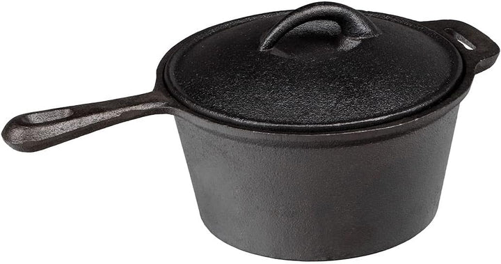 Spetebo Dutch Ofen Set aus Gusseisen in Holzkiste - 9-teilig - Grill Gusspfanne Grillpfanne Töpfe Gu