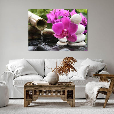 Bilder auf Leinwand 100x70cm Leinwandbild Orchidee Bambus Dekoration Spa Gross Wanddeko Bild Schlafz