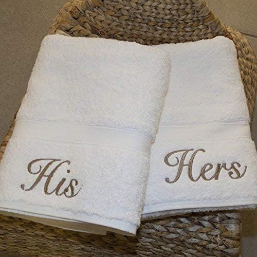 Linum Wohntextilien Personalisierte Gold Gewinde Bestickt Handtuch, Weiss/Gold, Einheitsgrösse Er &
