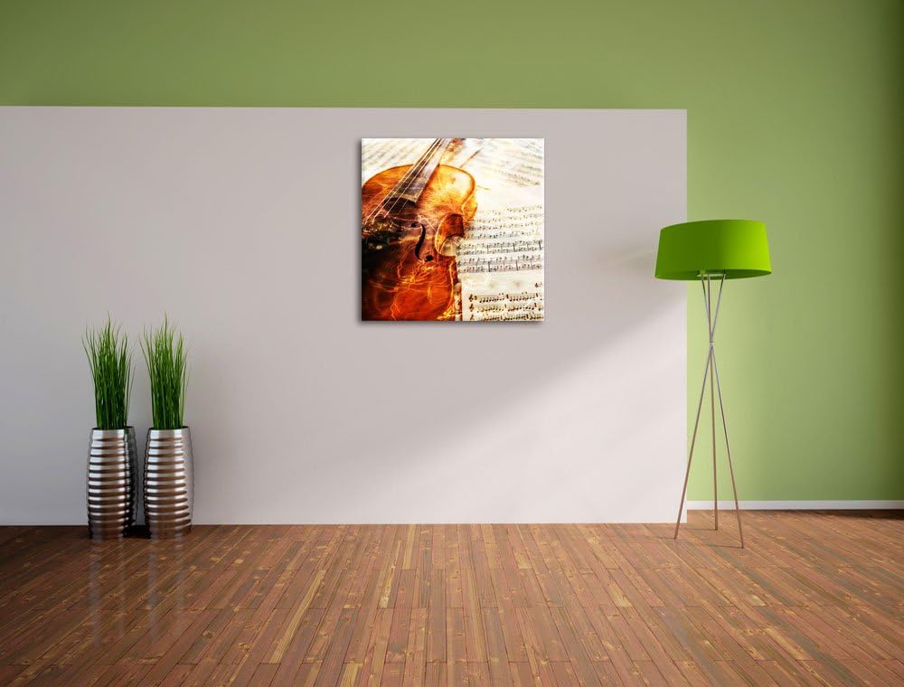 Pixxprint Geige, Format: 70x70 auf Leinwand, XXL riesige Bilder fertig gerahmt mit Keilrahmen, Kunst
