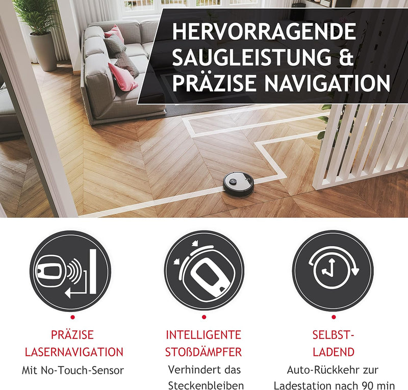 Hoover HG5 Saugroboter mit Absaugstation & App-Steuerung mit Karte und Zeitplan – DRY PRO Roboter St