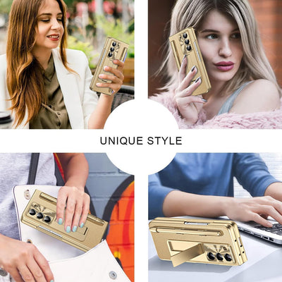 Miimall Lederhülle Kompatibel mit Samsung Galaxy Z Fold 5 Hülle mit Pen+Stifthalter, Fold 5 Hülle mi