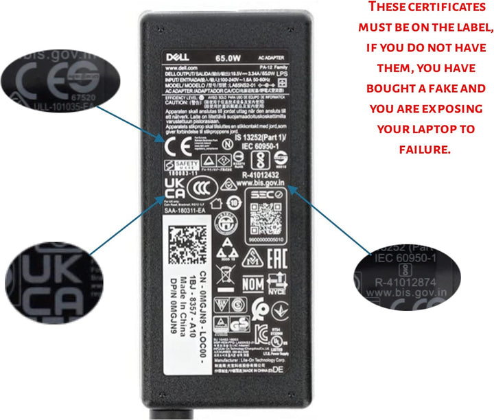 Dell Netzteil Ladegerät Charger Adapter 65W 4.5mm PA 12 HA65NS5 LA65NS2 A065R073L G6J41 MGJN9 43NY4
