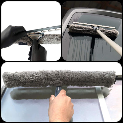 FenWi Kombi Fensterwischer 45/50cm breit für grosse Glas-Flächen mit 2in1 Fensterabzieher & Einwasch