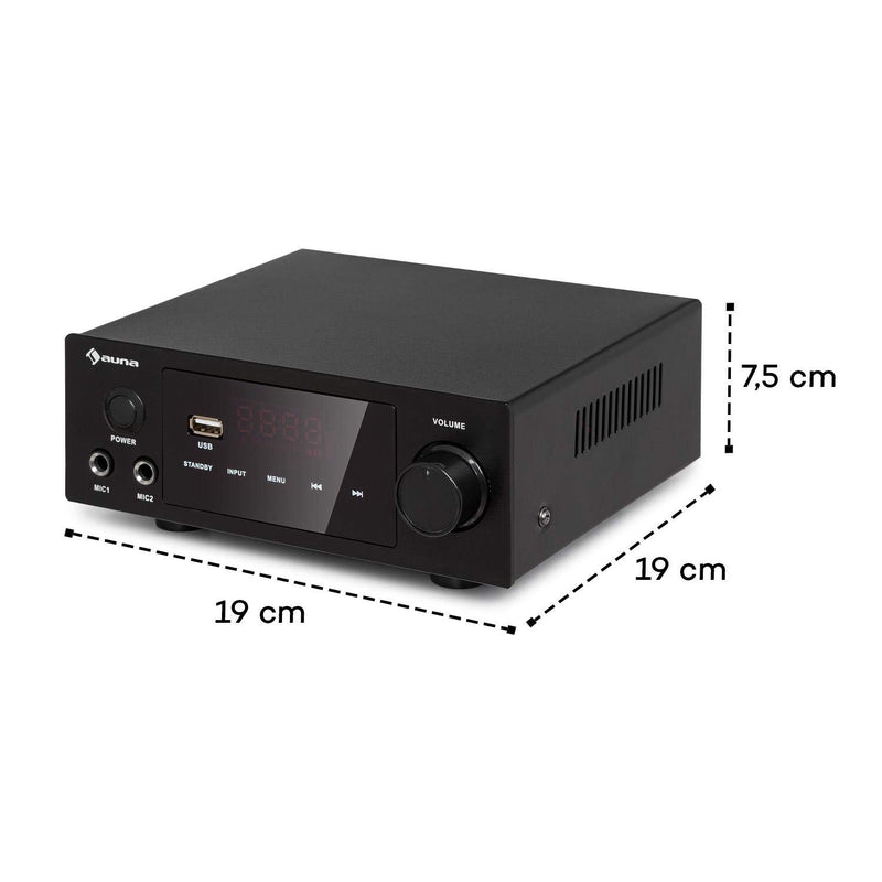 auna AMP-2 DG Stereo-Hifi-Verstärker - 2 x 50 Watt RMS, Bluetooth, 2 x Digital-In: optisch & coaxial