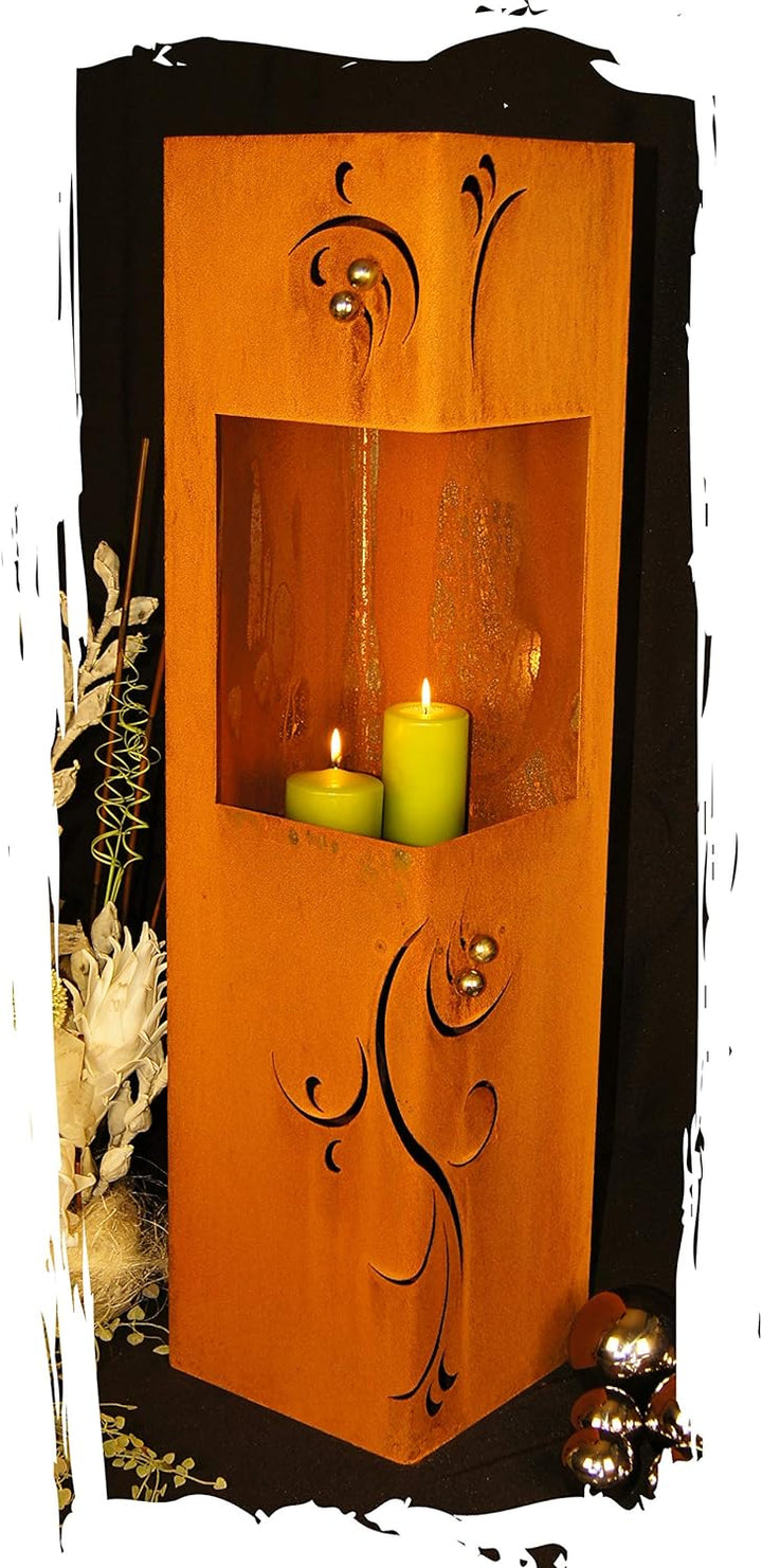 Feuersäule Barocco Edelrost Rost Metall Gartendeko Garten Stele Fackel Feuer Säule
