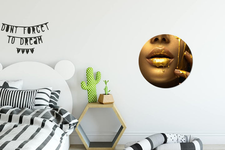 MuchoWow Wandbild Rund Wanddeko Deko Wohnzimmer Bilder 30x30 cm Frau - Farbe - Gold, 30x30 cm