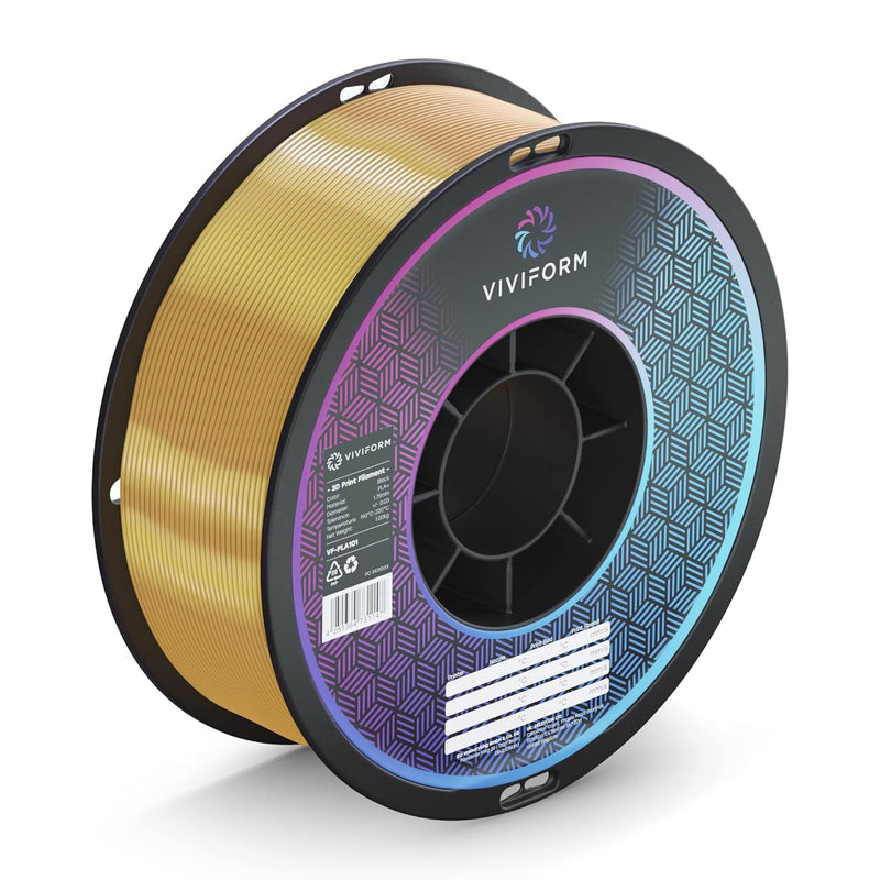 Viviform silk PLA Filament für 3D Drucker | 1kg Rolle | ∅1,75mm +/- 0,03mm | Gold metallic, VF-PLA50