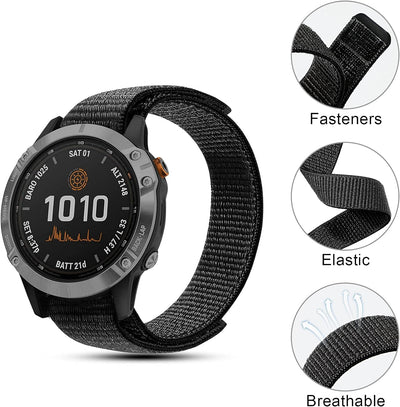 TOPsic 22mm Armband Fenix 5/Fenix 6 Uhrenarmband, Klettverschluss Nylon Ersatzarmband Ultraleicht Sp