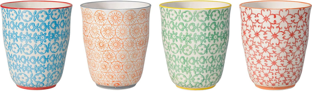 Bloomingville Becher ohne Henkel Carla Express Retro Teetasse Kaffeebecher Vintage Latte Macchiato B