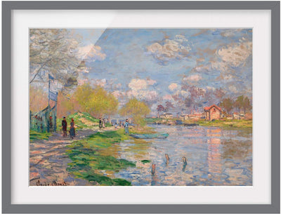 Bild mit Rahmen - Claude Monet - Seine - Rahmenfarbe Grau, 70 x 100 cm 70cm x 100cm Grau, 70cm x 100