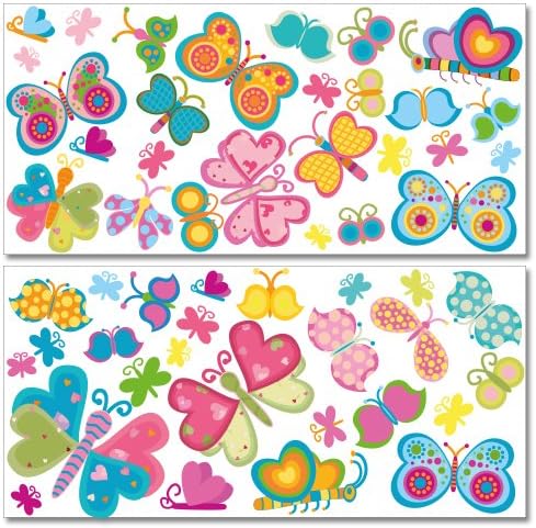 Wandkings Schmetterlinge Wandsticker Megapack Set, 53 Aufkleber, Gesamtfläche 260 x 70 cm