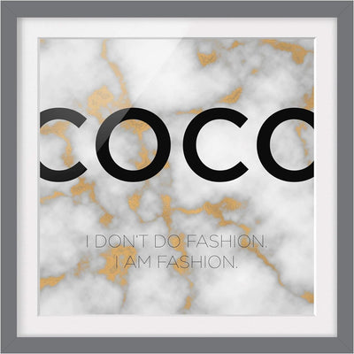 Bild mit Rahmen - Coco - I Don't do Fashion - Rahmenfarbe Grau, 30 x 30 cm 30cm x 30cm Grau, 30cm x