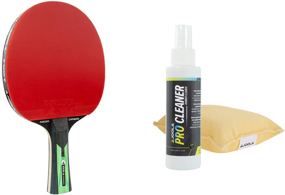 Joola TT-Schläger Mega Carbon Tischtennisset, 2,0 MM Schwamm & Tischtennis Reinigungsset PRO Cleaner