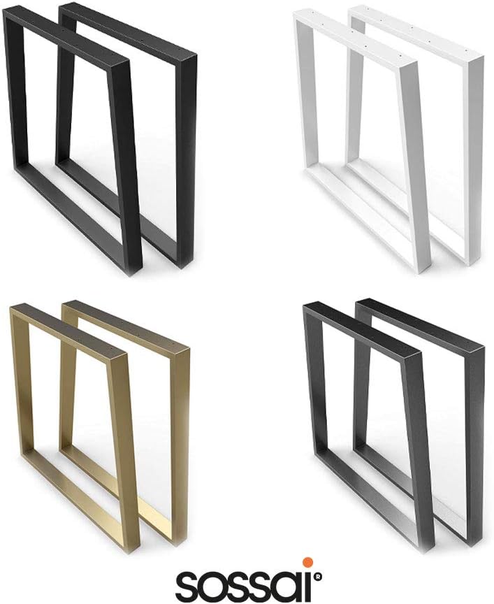 sossai® Trapez Tischkufen aus Stahl (pulverbeschichtet) TKG6 | Industrial Design | Farbe: Schwarz |