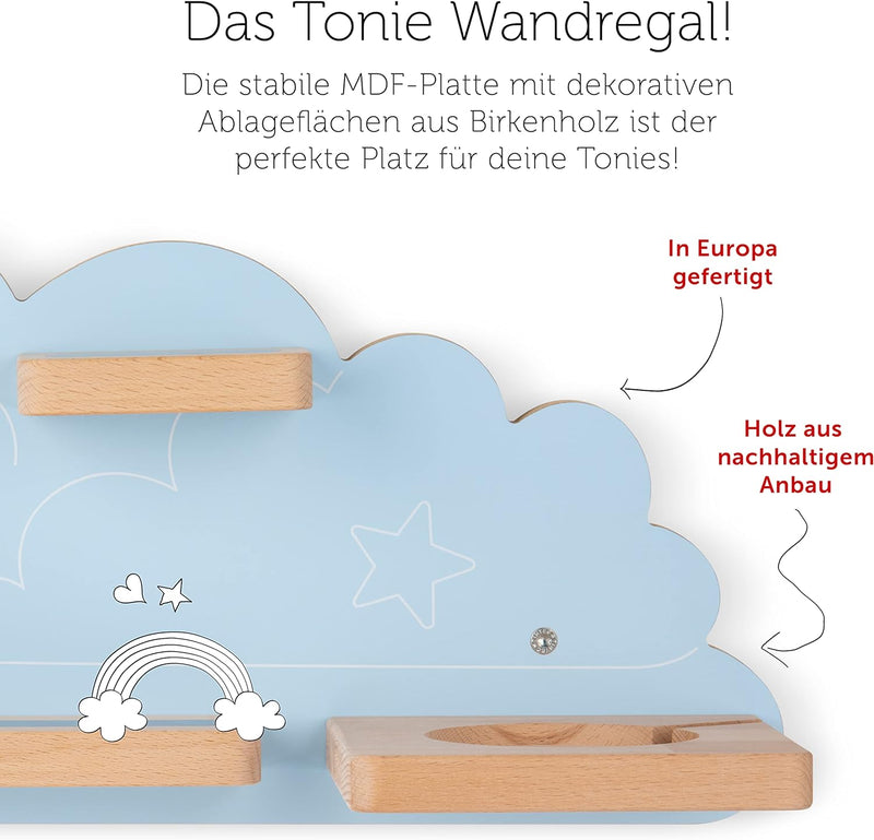 tonies Regal Auf der Traumwolke, Regal für Toniebox und Figuren, mittelgrosses Regal in Himmelblau f