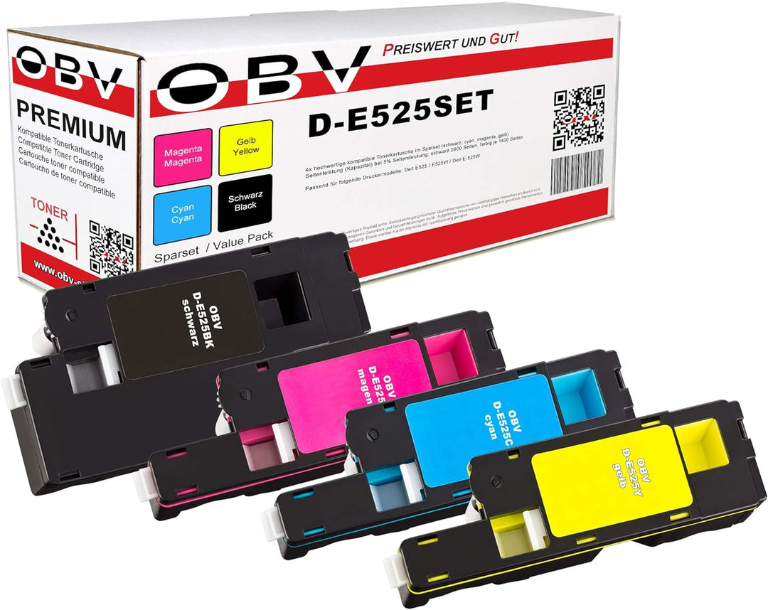 OBV 4X kompatibler Toner als Ersatz für Dell E525 E525W schwarz Cyan Magenta gelb schwarz, cyan, mag