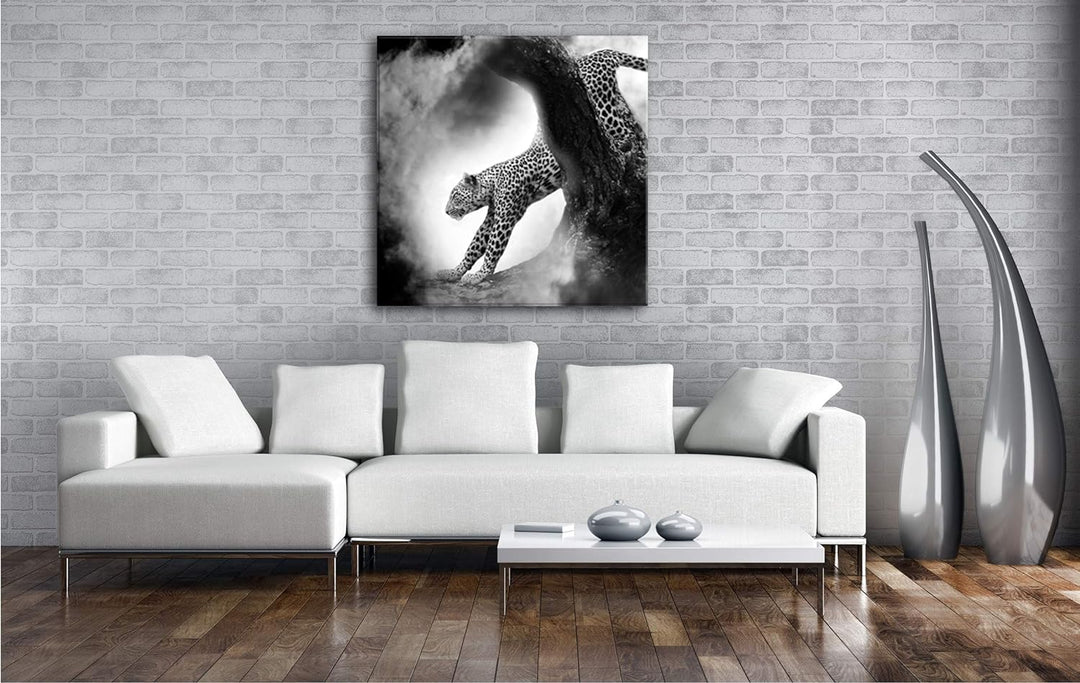 deyoli exotischer Gepard im Mondschein im Format: 70x70 Effekt: Schwarz&Weiss als Leinwandbild, Moti