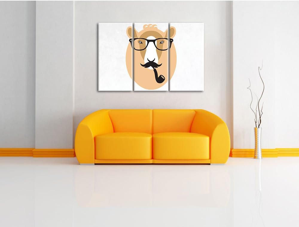 Pixxprint Hipster Schaf als Leinwandbild/Grösse: 3 Teilig (120x80) cm/Wandbild/Kunstdruck/fertig bes