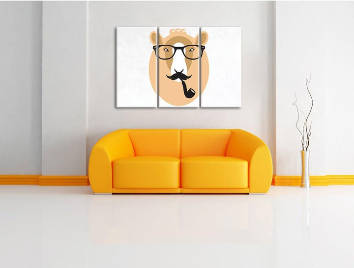Pixxprint Hipster Schaf als Leinwandbild/Grösse: 3 Teilig (120x80) cm/Wandbild/Kunstdruck/fertig bes
