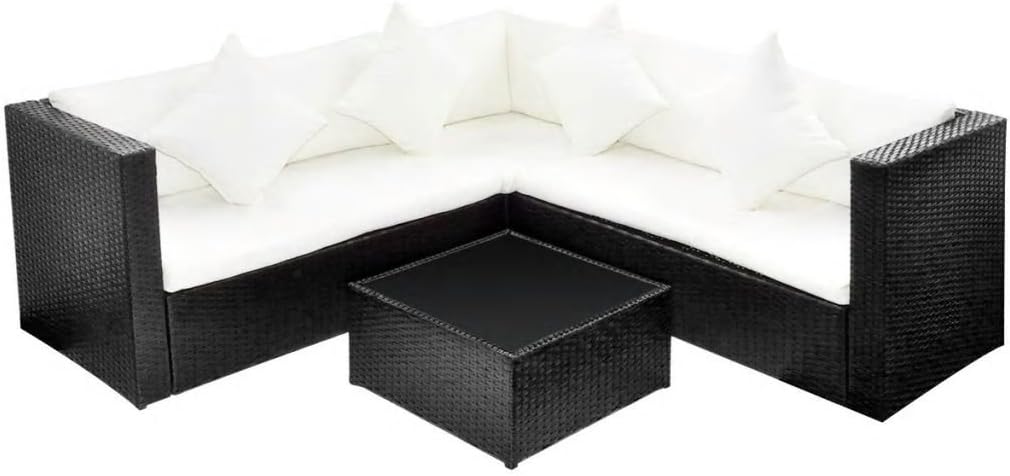 Festnight Polyrattan Gartenmöbel Set Gartengarnitur Sitzgruppe Lounge Garnitur Schwarz