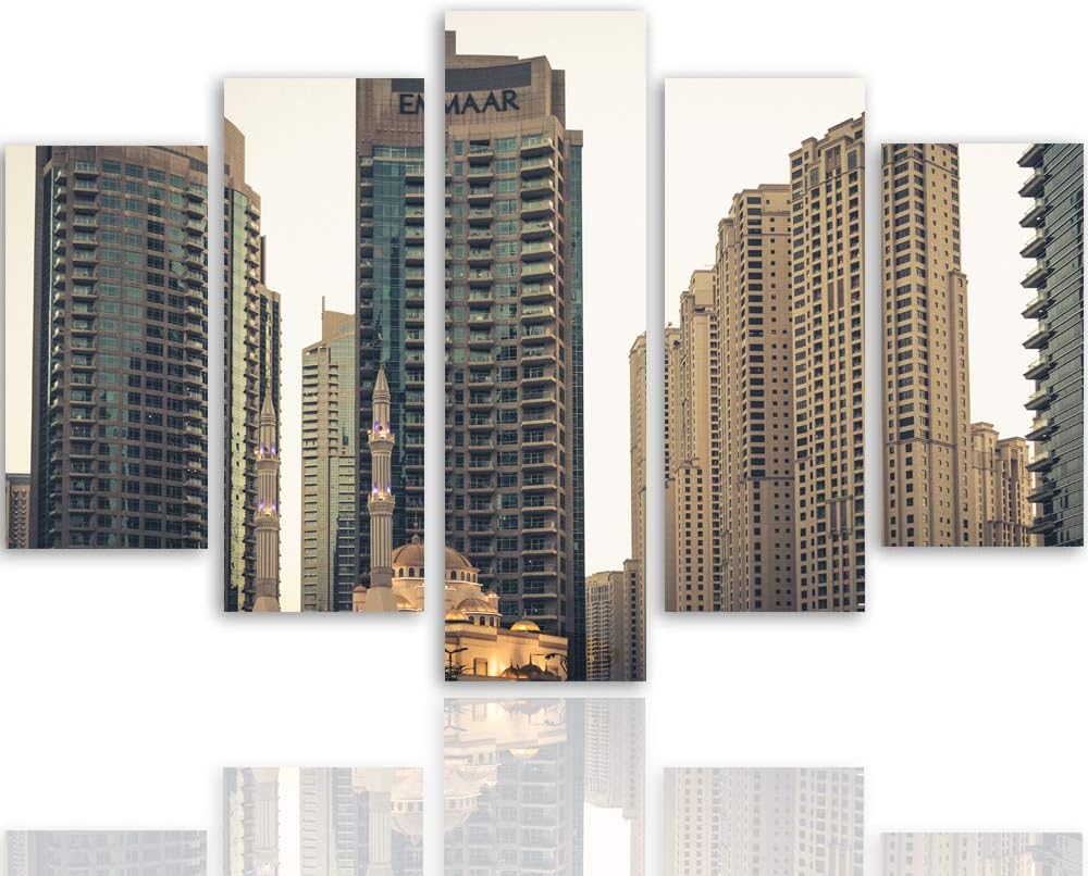 Feeby Deco Panel 5 Teilig Architektur Bilder Modern Hochhäuser Moschee braun 150x100 cm Deco panel 1