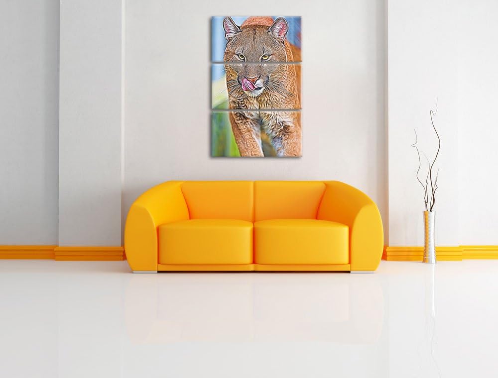 anmutiger Puma Spezial 3-Teiler Leinwandbild 120x80 Bild auf Leinwand, XXL riesige Bilder fertig ger