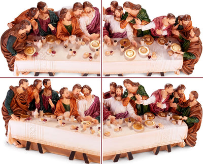 BRUBAKER Das letzte Abendmahl - Jesus und Seine 12 Jünger am Tisch - 36 cm Weihnachtsfigur mit handb
