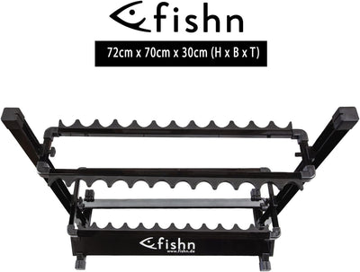 FISHN® Rutenständer für 24 Angelruten aus hochwertigem Aluminium, Rutenhalter, Angelrutenhalter - 72