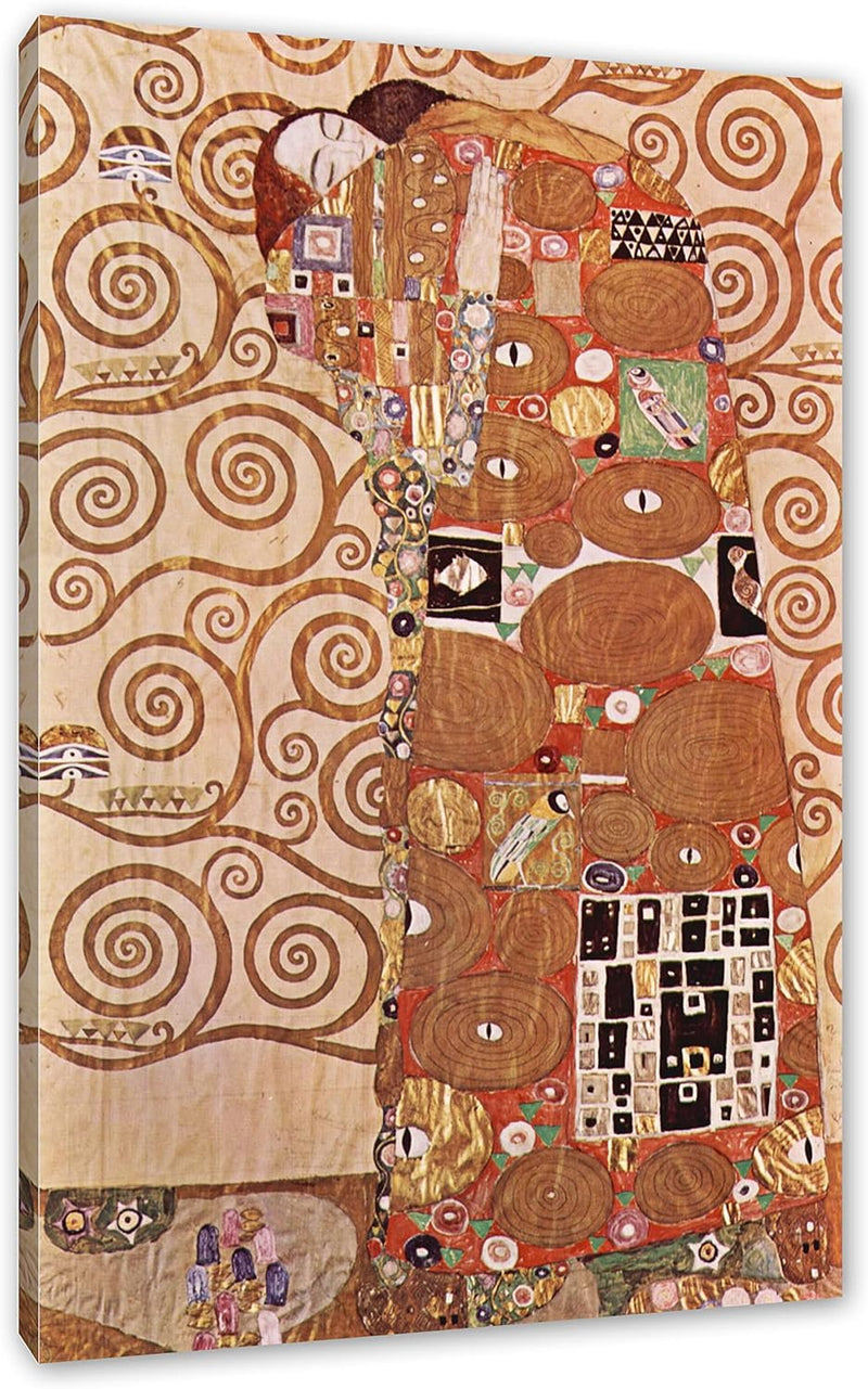 Gustav Klimt - Die Umarmung als Leinwandbild / Grösse: 100x70 cm / Wandbild / Kunstdruck / fertig be