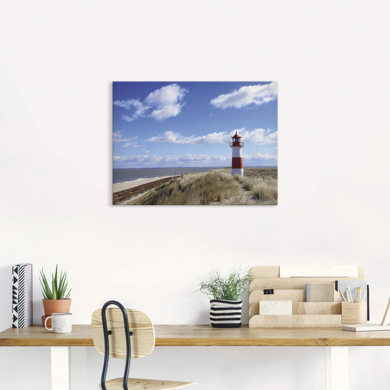 Artland Leinwandbild Wandbild Bild auf Leinwand 80x60 cm Wanddeko Strand Meer Maritim Küste Leuchttu