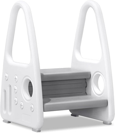 YUENFONG Lernturm Tritthocker Kinder Trittleiter 2 Stufen Klappbar Hocker Fussbank Trittschemel aus