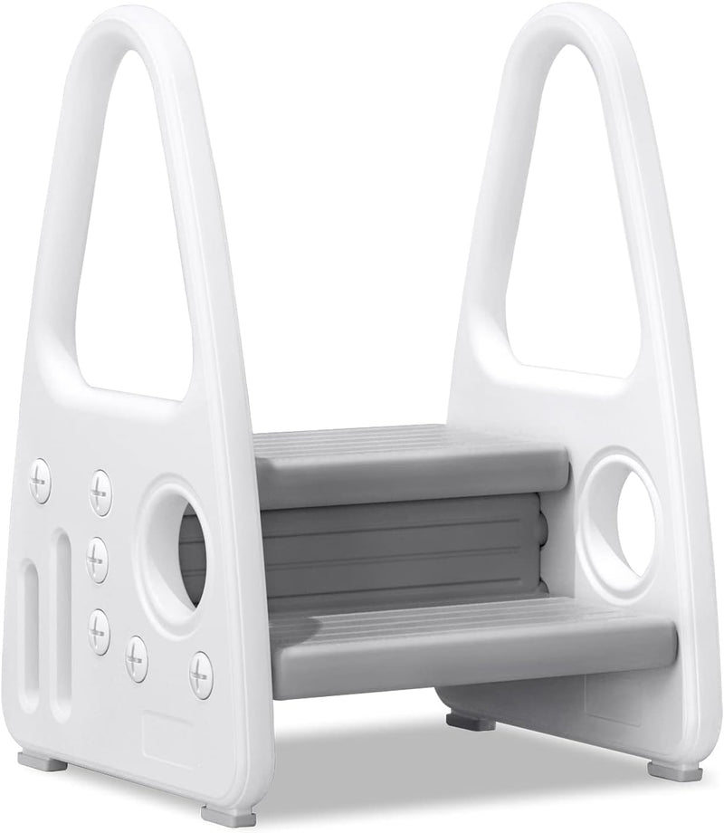 YUENFONG Lernturm Tritthocker Kinder Trittleiter 2 Stufen Klappbar Hocker Fussbank Trittschemel aus