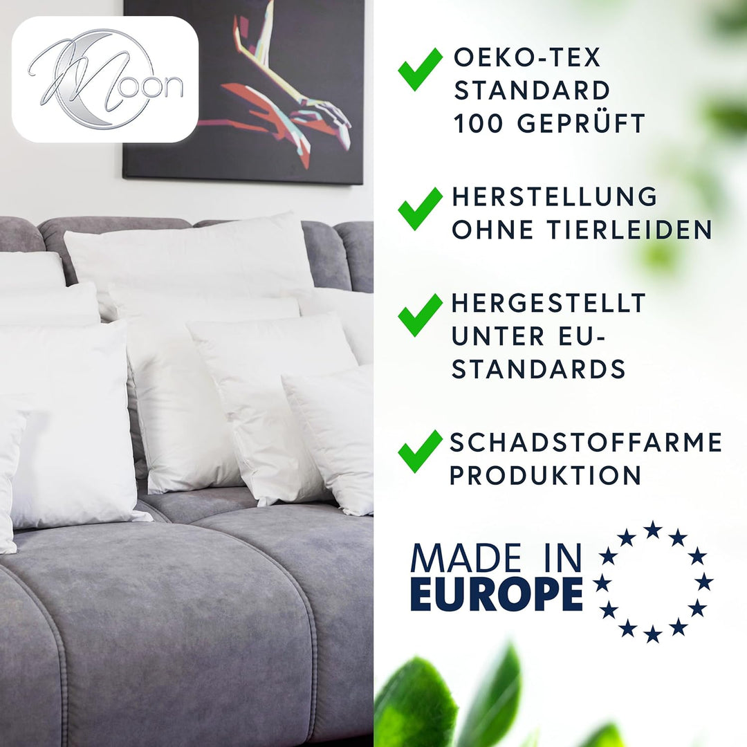Moon Luxury Perkal 4er Pack Füllkissen 40x60 cm Innenkissen Sofakissen 100% Baumwolle fest gefüllt 4