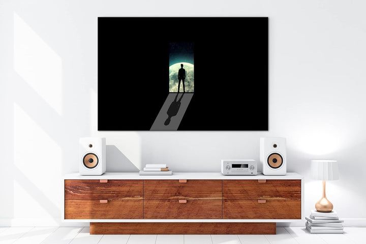 deyoli Der Man im Mond Format: 80x60 als Leinwandbild, Motiv fertig gerahmt auf Echtholzrahmen, Hoch