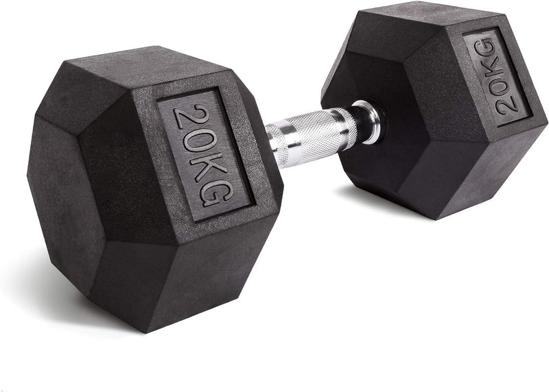 C.P. Sports Hexagon Hanteln gummiert 1-80 kg (Stück) + gratis Griffpolster Dumbbell mit ergonomische