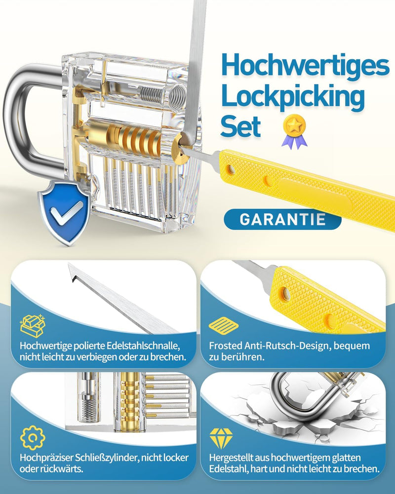 Eventronic 37+5 Stück Lockpicking Set, [Super Spass & Bessere Praxis] Dietrich Set mit 5 Transparent