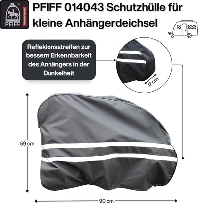 PFIFF 014043 Schutzhülle für die Anhängerdeichsel, Wasserabweisende Universal Abdeckung mit Reflekti