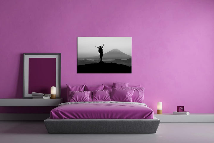 verspürende Freiheit über den Bergen Effekt: Schwarz&Weiss,Format: 80x60 als Leinwandbild, Motiv fer