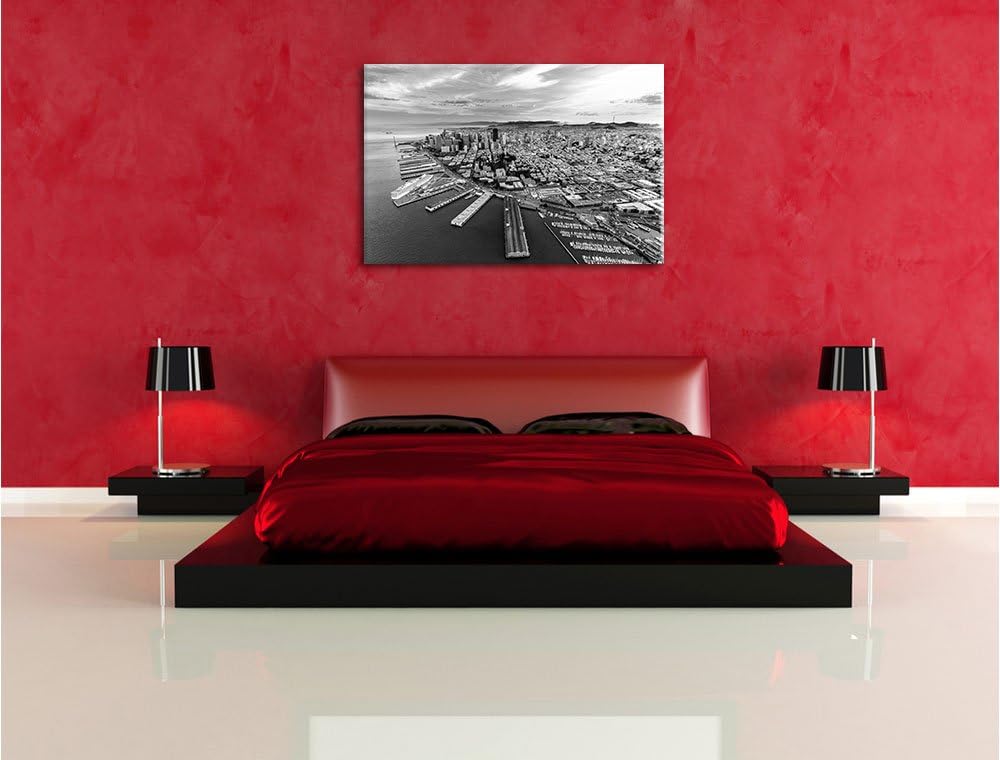 Pixxprint San Francisco B&W als Leinwandbild/Grösse: 100x70 / Wandbild/Kunstdruck/fertig bespannt, 1