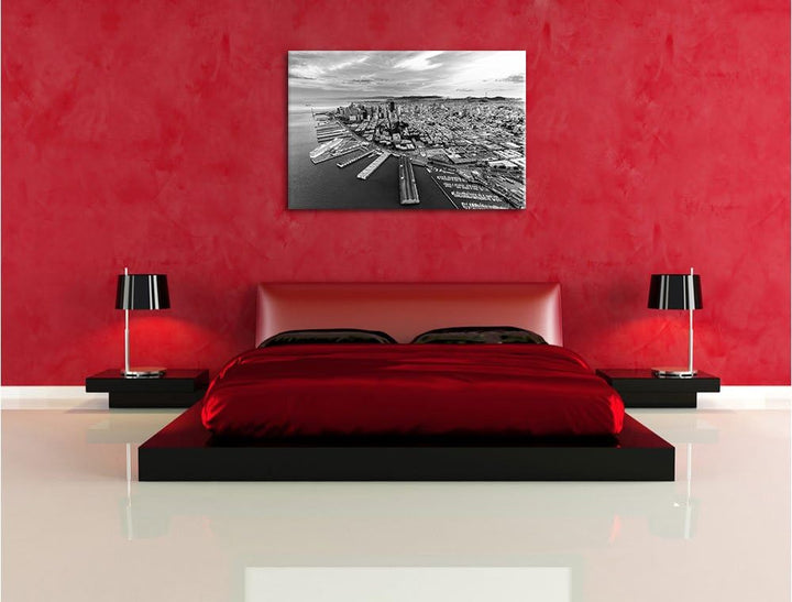 Pixxprint San Francisco B&W als Leinwandbild/Grösse: 100x70 / Wandbild/Kunstdruck/fertig bespannt, 1